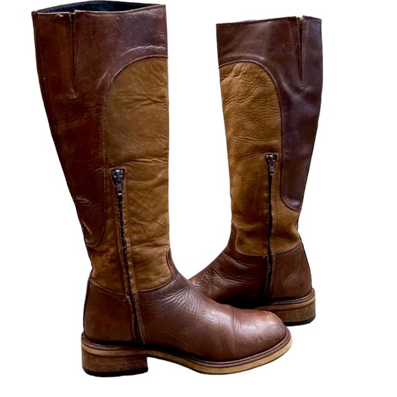 Charles David, tall leather & Suede Two Tone Brown Boots SZ 8 - Picture 1 of 10